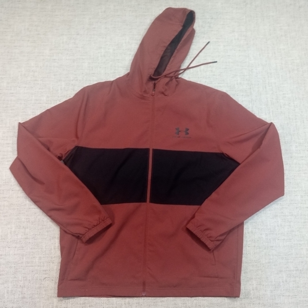 UA UnderArmour‎ Size L Blush Pink / Black Full Zip Windbreaker Hoodie